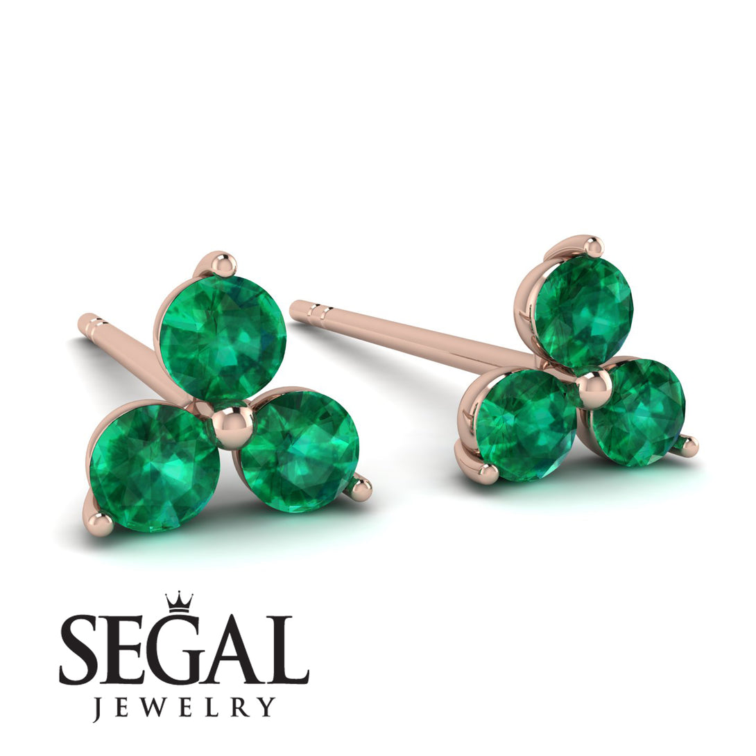 Minimalist Emerald Stud Earrings - Jillian No. 5