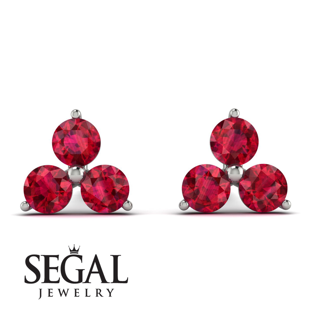 Minimalist Ruby Stud Earrings - Jillian No. 12