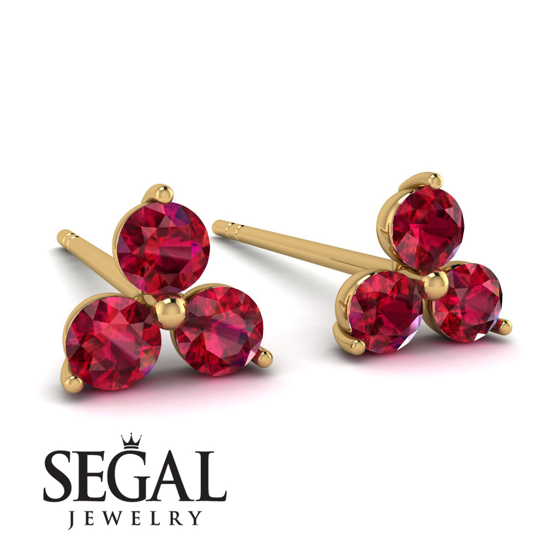 Minimalist Ruby Stud Earrings - Jillian No. 10