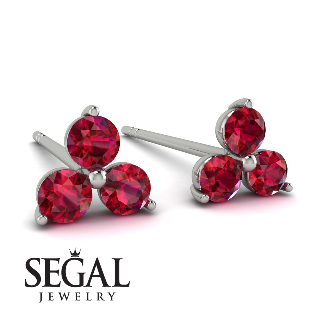 Minimalist Ruby Stud Earrings - Jillian No. 12