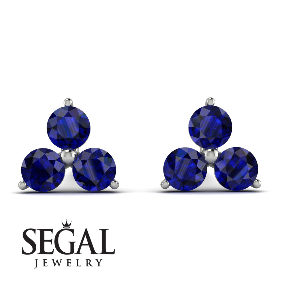 Minimalist Sapphire Stud Earrings - Jillian No. 15