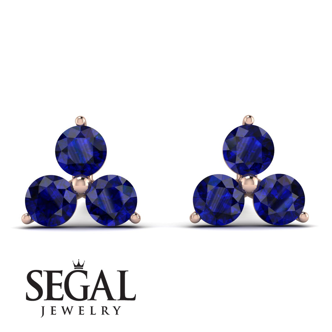 Minimalist Sapphire Stud Earrings - Jillian No. 14
