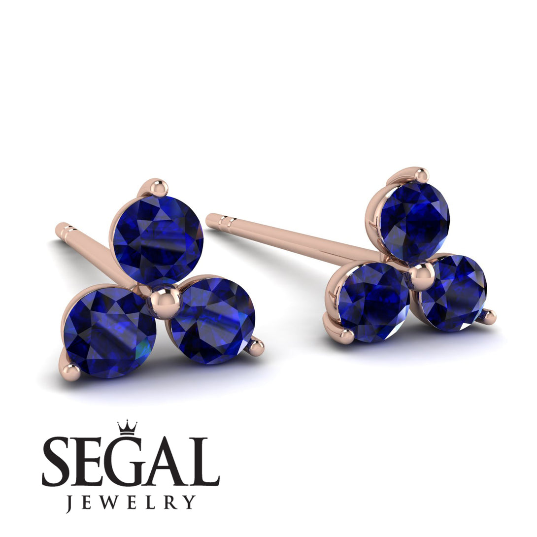 Minimalist Sapphire Stud Earrings - Jillian No. 14