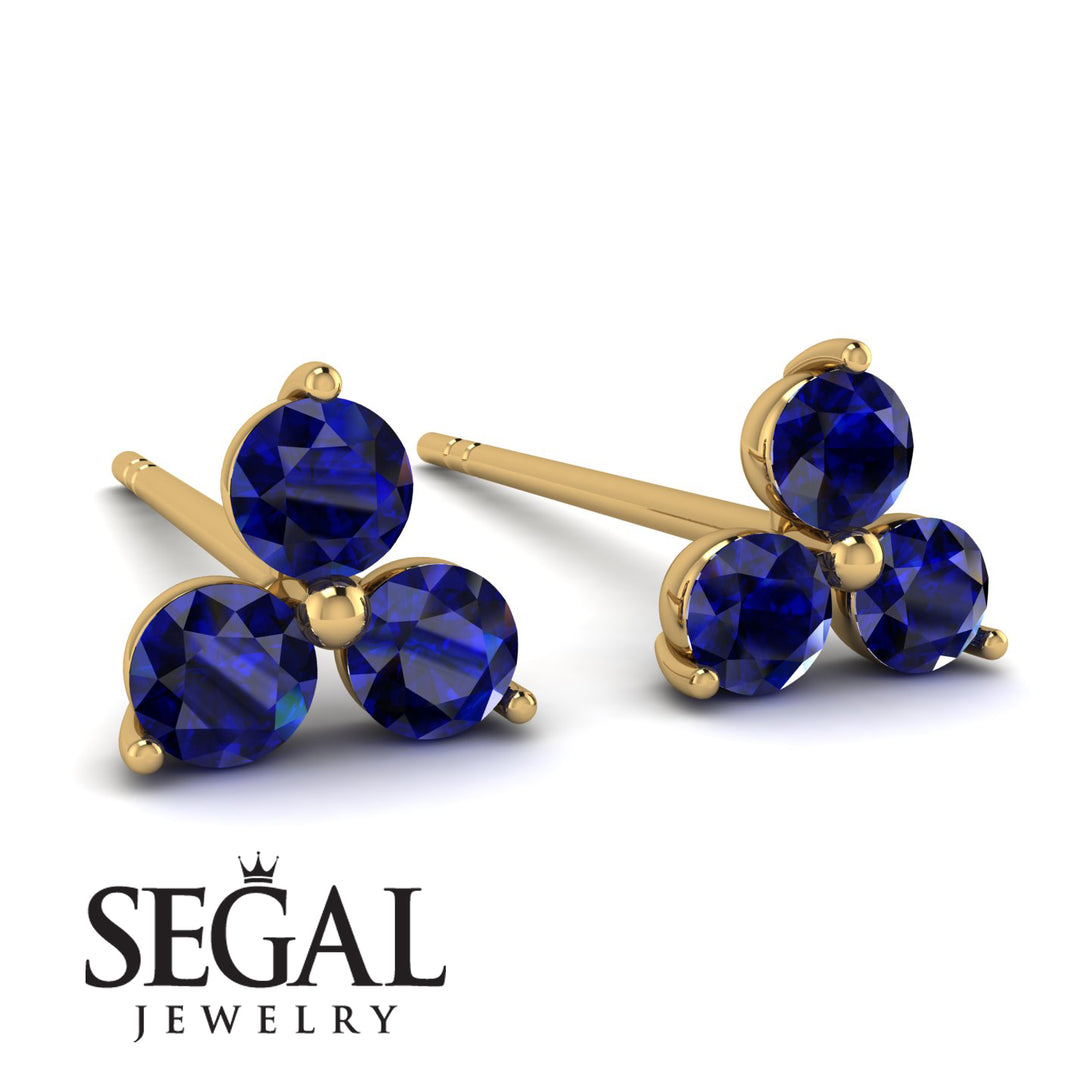 Minimalist Sapphire Stud Earrings - Jillian No. 13