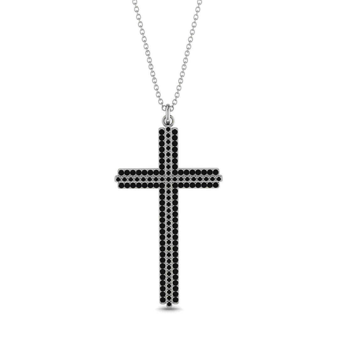 Minimalist Black Diamond Cross Necklace - Aaron No. 9