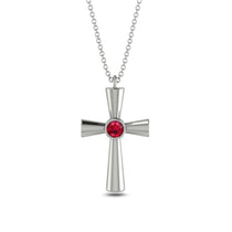 Minimalist Ruby Cross Necklace - Philip No. 12 image 1
