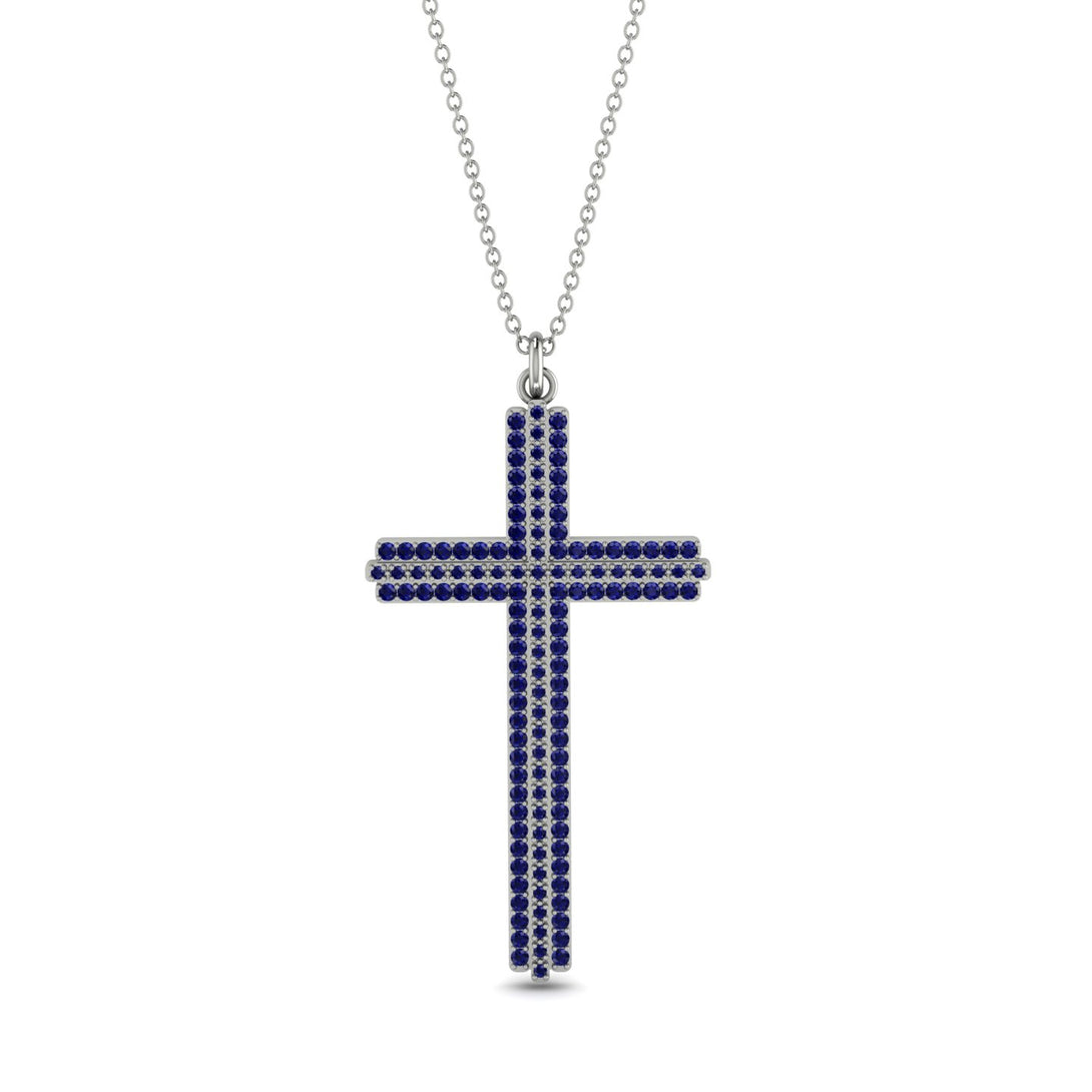 Minimalist Sapphire Cross Necklace - Aaron No. 15