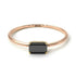 Two Tones Minimalist Emerald Cut Black Diamond Ring - Isla No. 19