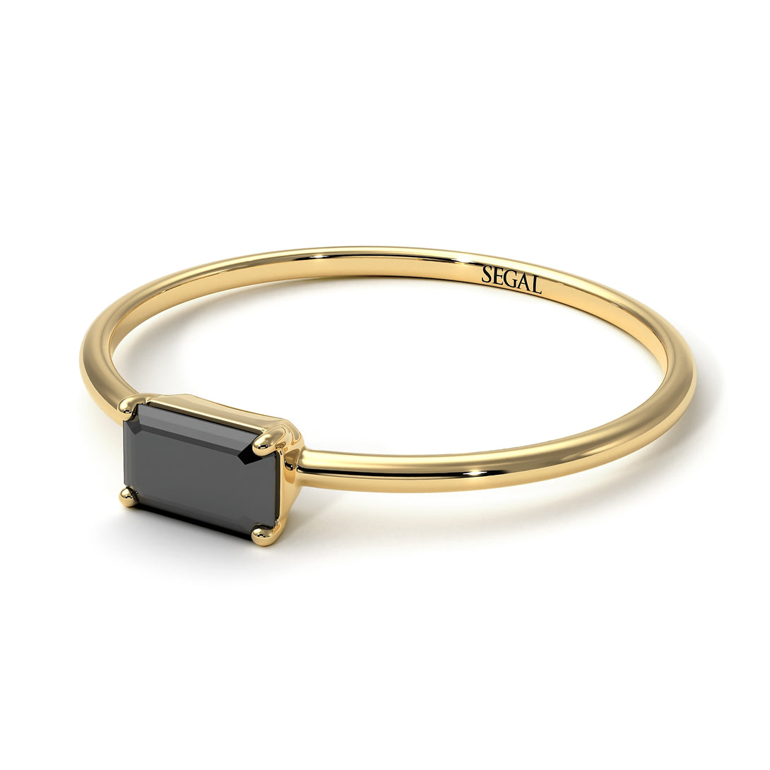 Minimalist Emerald Cut Black Diamond Ring - Isla No. 7