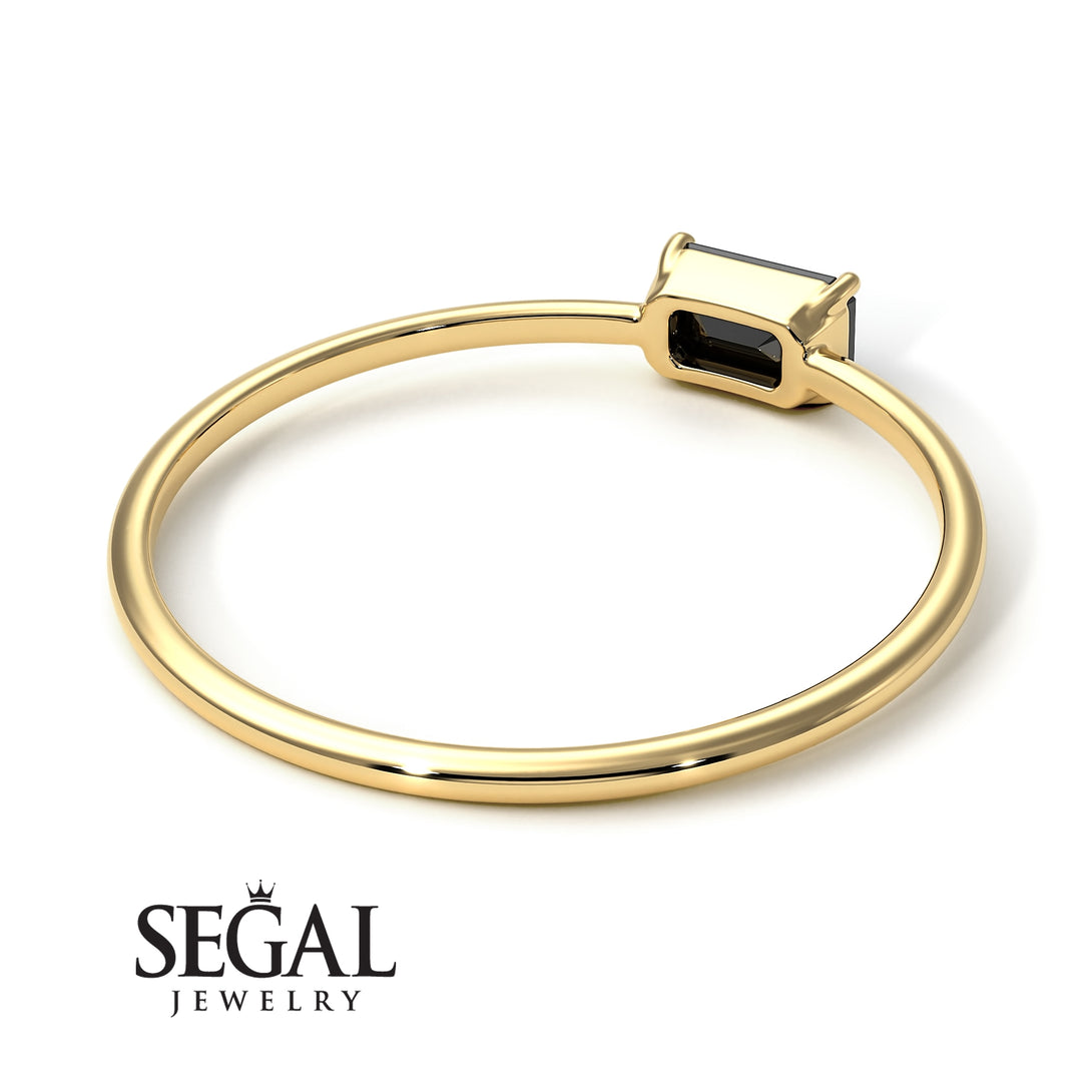 Minimalist Emerald Cut Black Diamond Ring - Isla No. 7