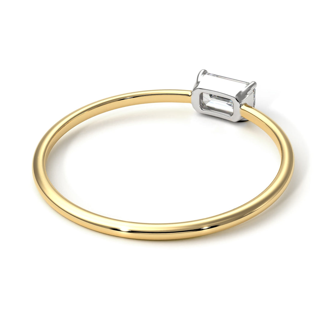 Two Tones Minimalist Emerald Cut Diamond Ring - Isla No. 17