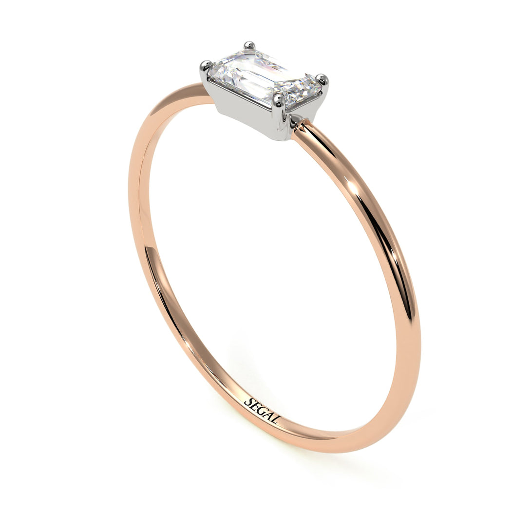 Two Tones Minimalist Emerald Cut Diamond Ring - Isla No. 18