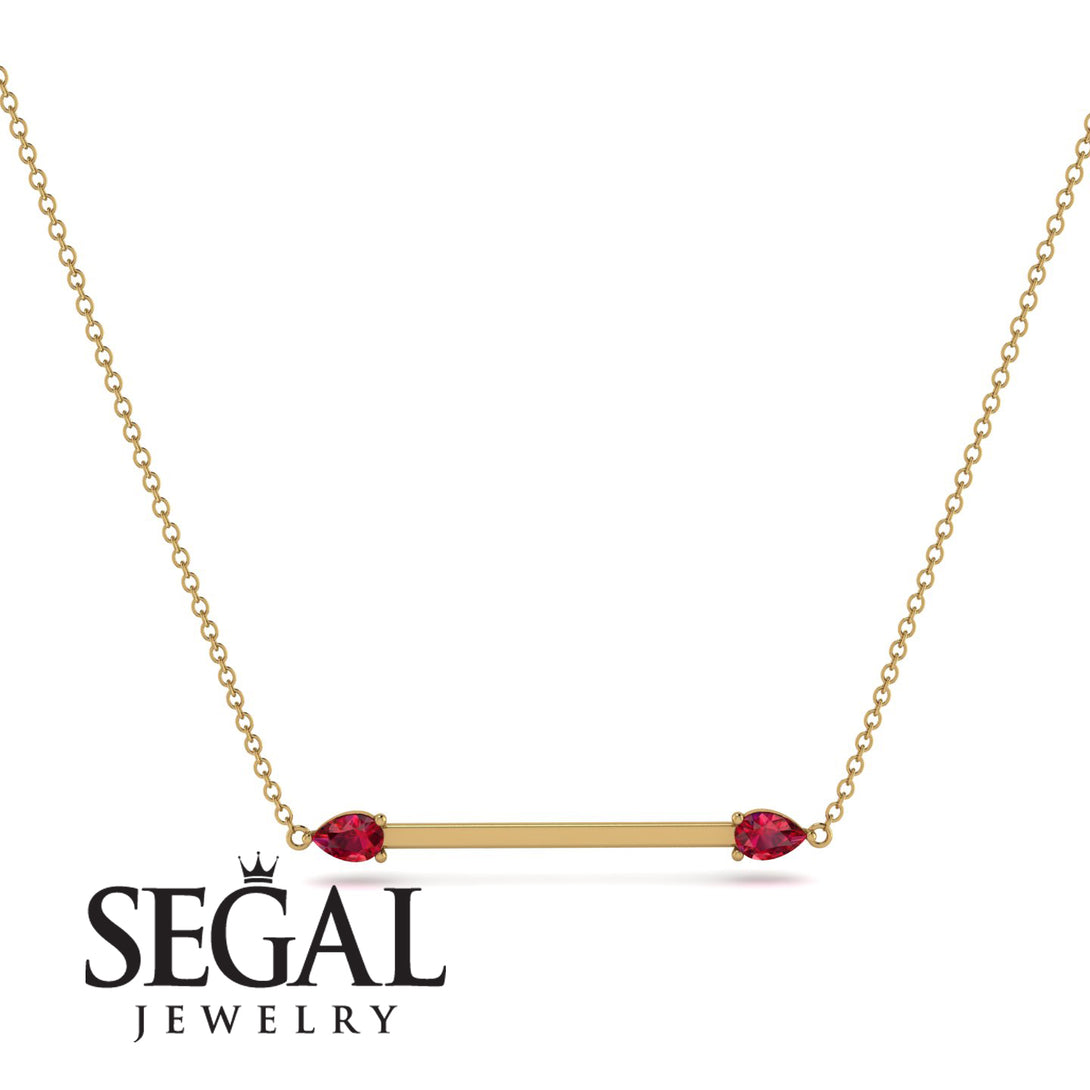 Minimalist Pear Ruby Necklace - Melissa No. 10