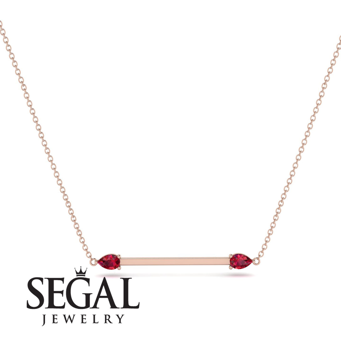 Minimalist Pear Ruby Necklace - Melissa No. 11