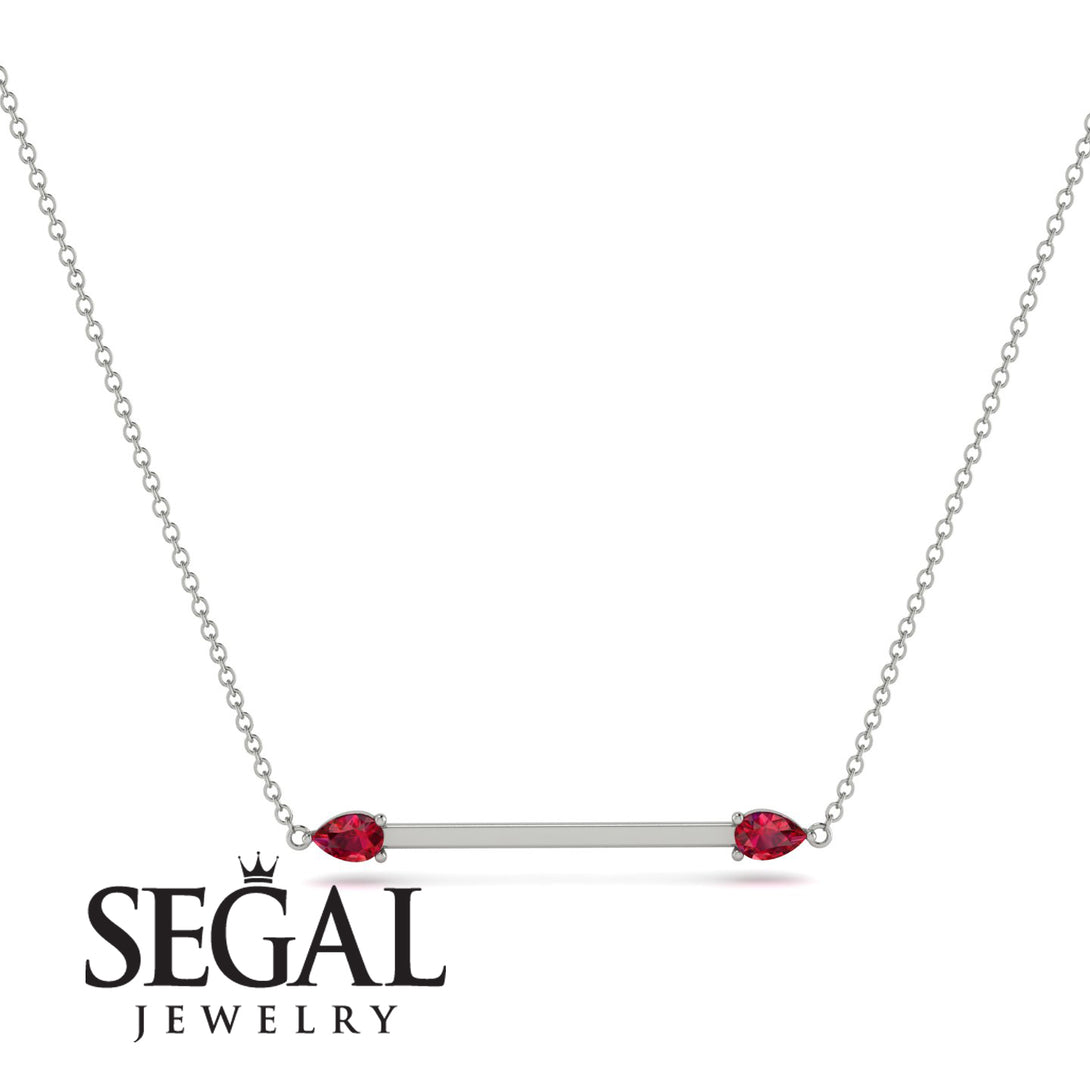 Minimalist Pear Ruby Necklace - Melissa No. 12
