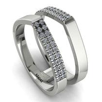 Geometric Diamond Double Wedding Band - Hayden No. 3 image 1