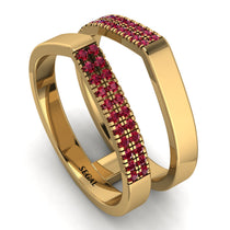Geometric Ruby Double Wedding Band - Hayden No. 10 image 1