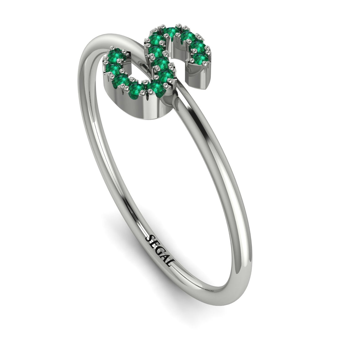 Initial Emerald Ring - Raegan No. 6