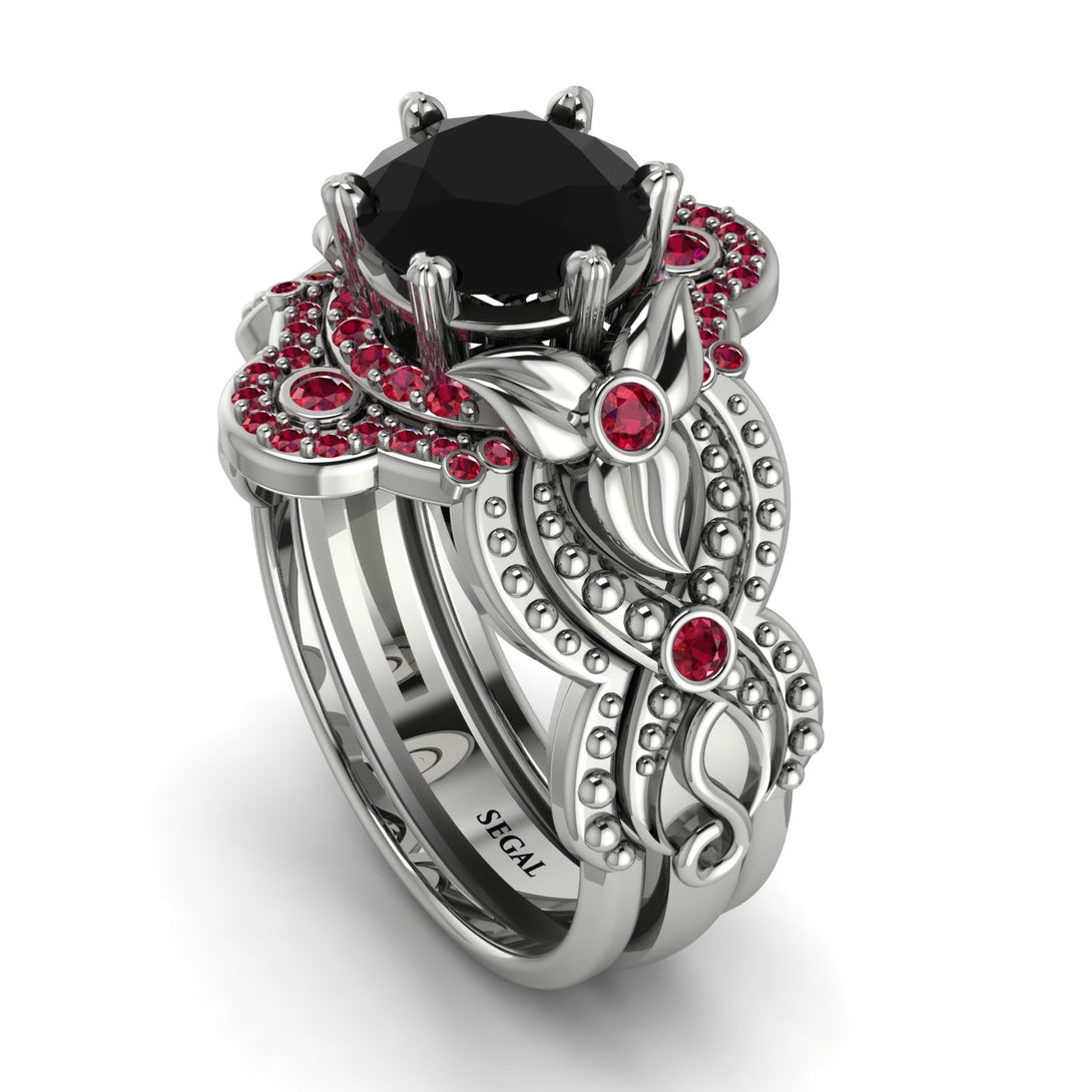 Nature Inspired Black Diamond Bridal Set - Sandra No. 54
