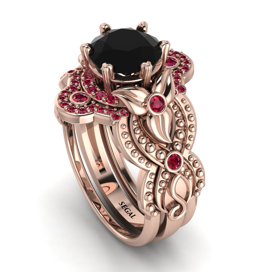 Nature Inspired Black Diamond Bridal Set - Sandra No. 53