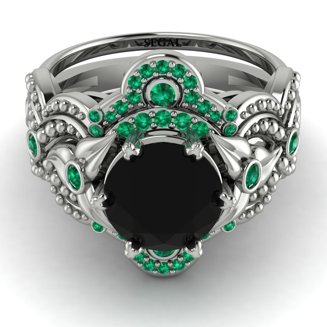 Nature Inspired Black Diamond Bridal Set - Sandra No. 24