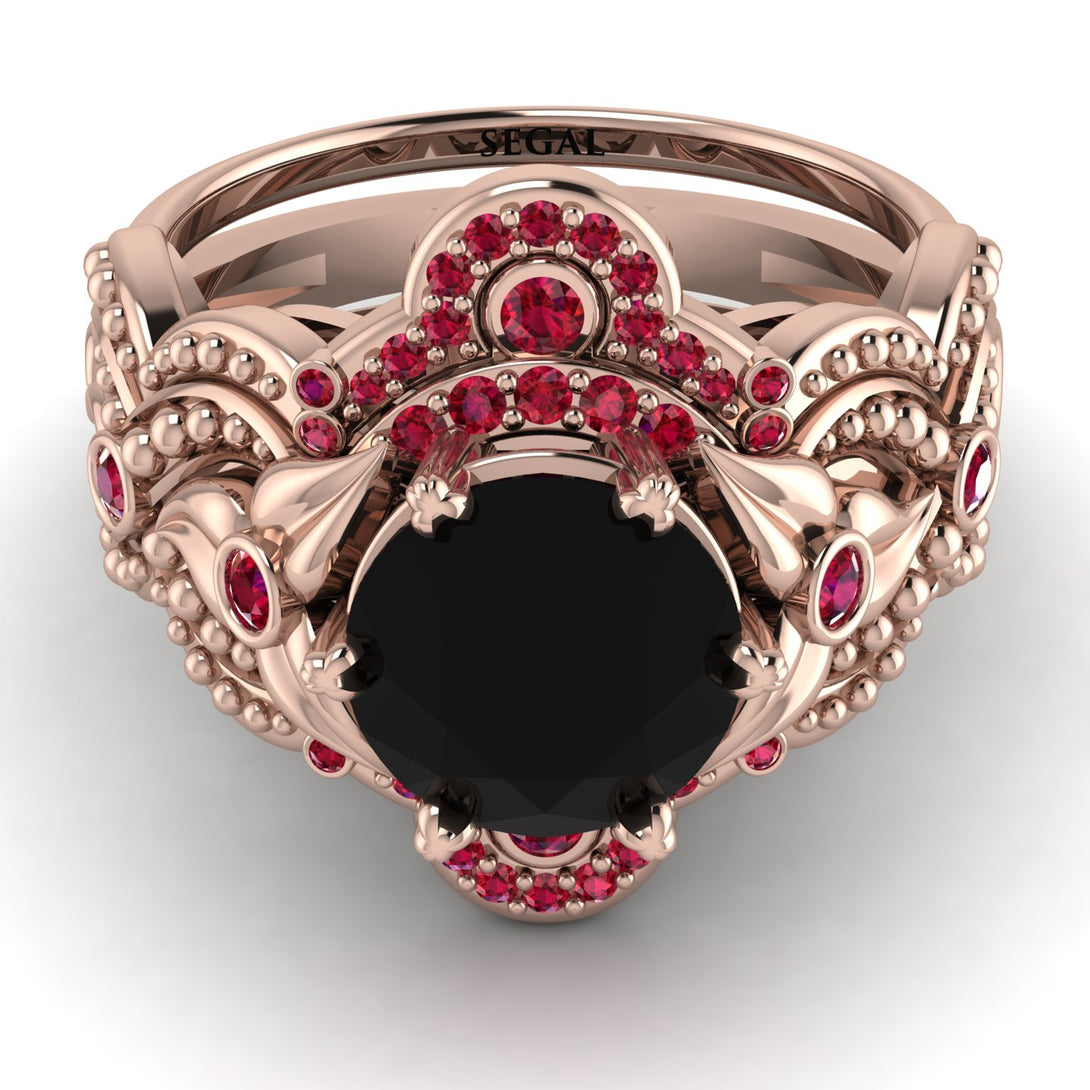 Nature Inspired Black Diamond Bridal Set - Sandra No. 53