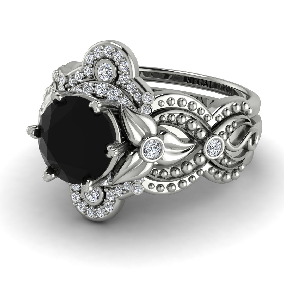 Nature Inspired Black Diamond Bridal Set - Sandra No. 9