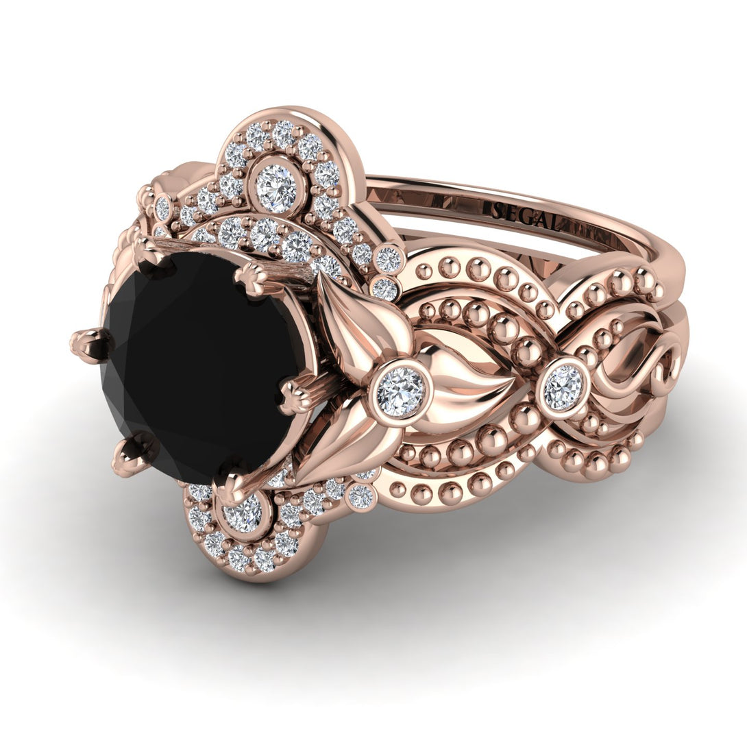 Nature Inspired Black Diamond Bridal Set - Sandra No. 8