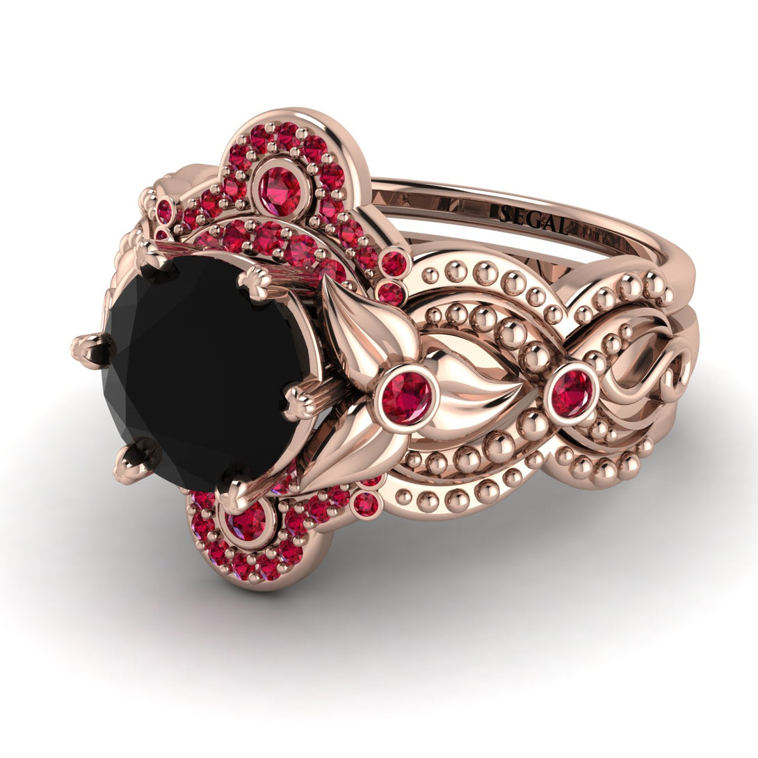 Nature Inspired Black Diamond Bridal Set - Sandra No. 53