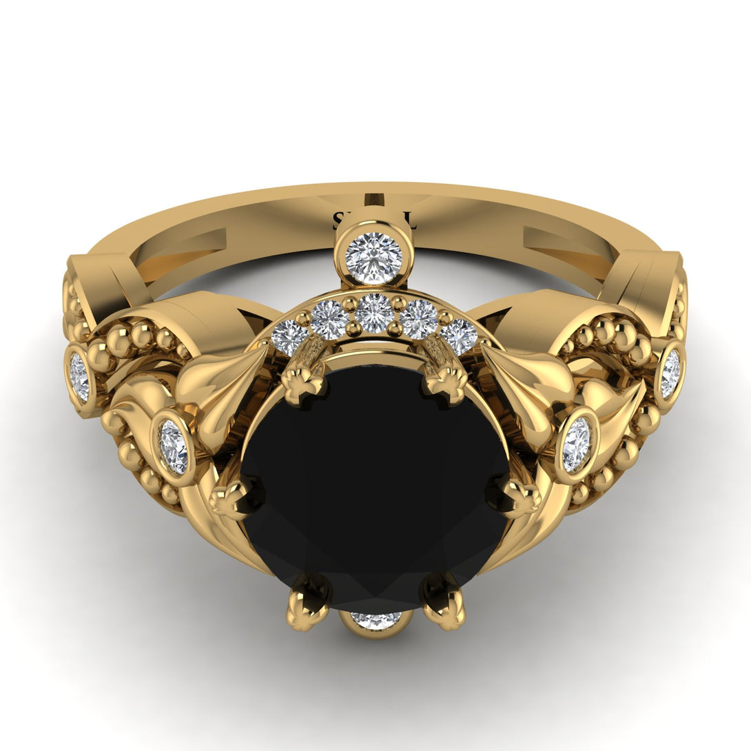 Nature Inspired Black Diamond Ring - Sandra No. 7