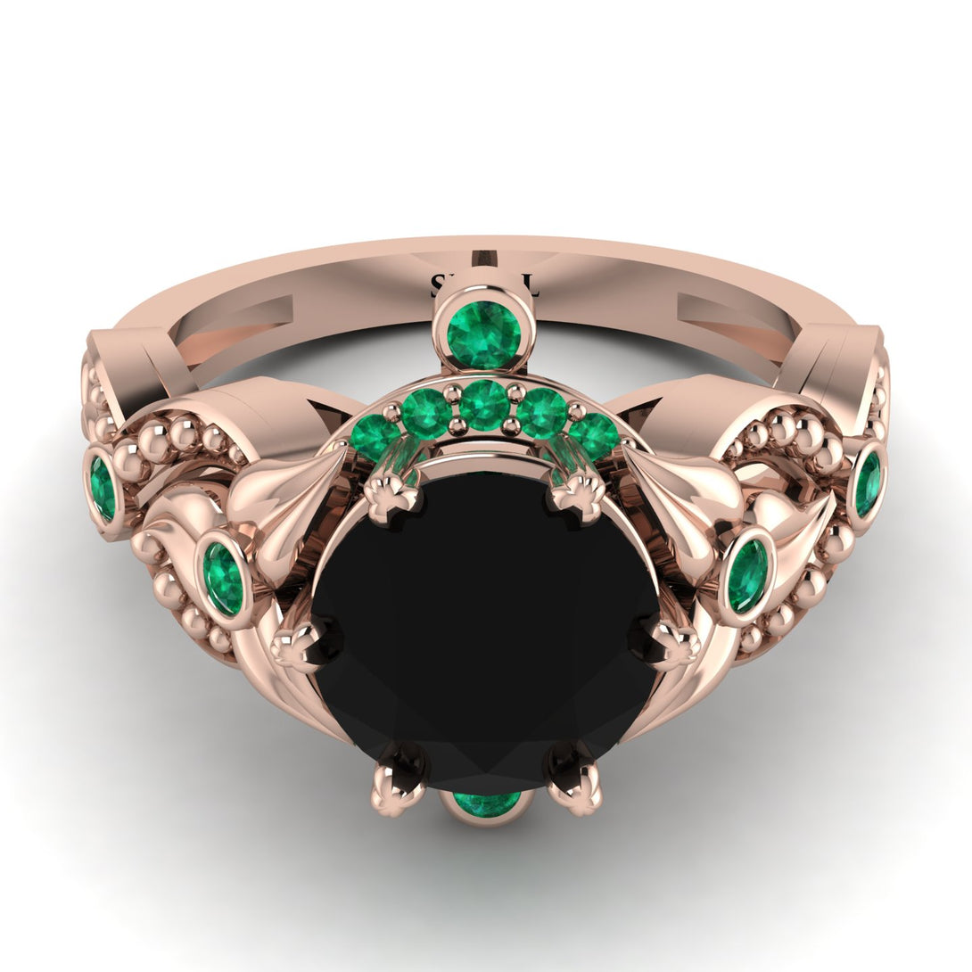 Nature Inspired Black Diamond Ring - Sandra No. 23