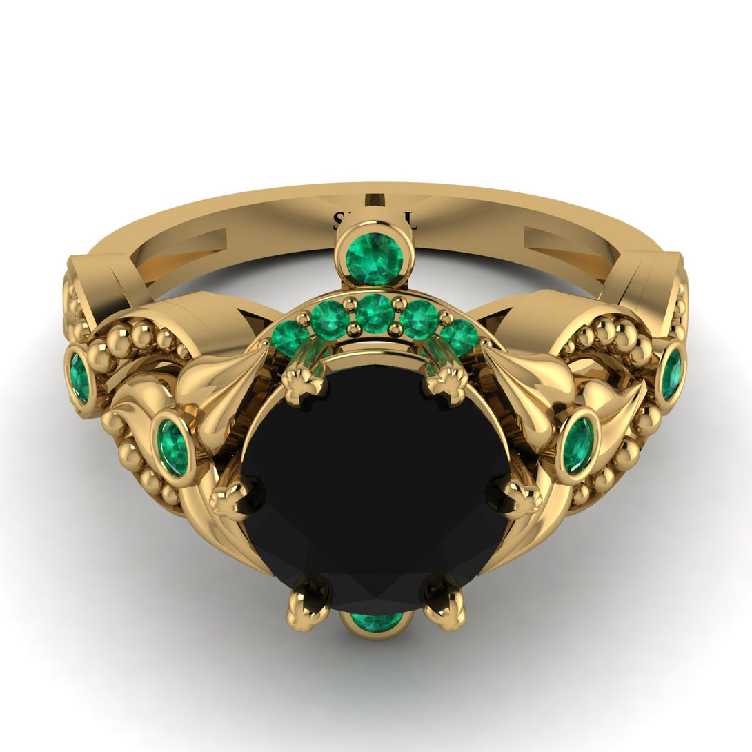 Nature Inspired Black Diamond Ring - Sandra No. 22
