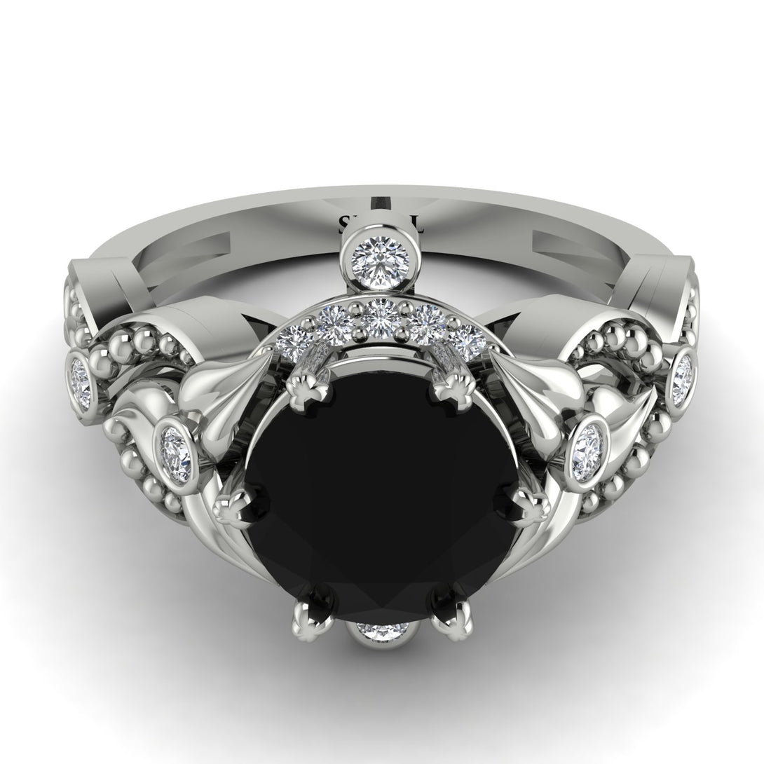 Nature Inspired Black Diamond Ring - Sandra No. 9