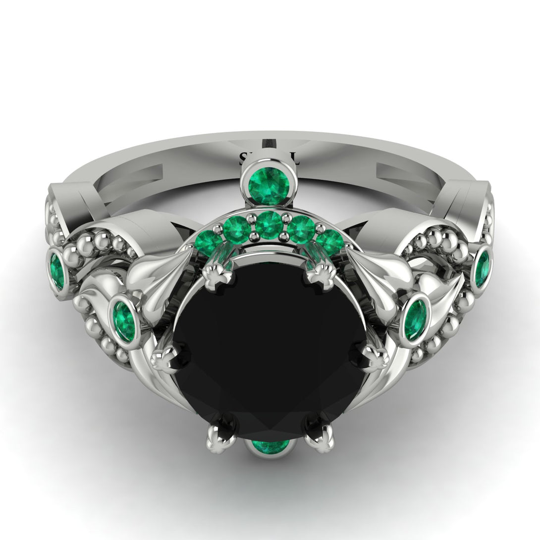 Nature Inspired Black Diamond Ring - Sandra No. 24