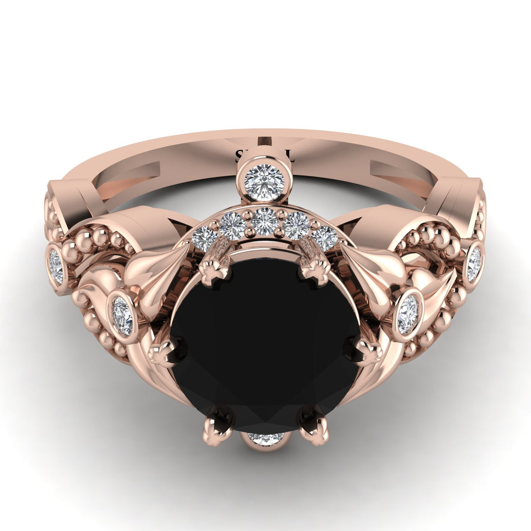 Nature Inspired Black Diamond Ring - Sandra No. 8