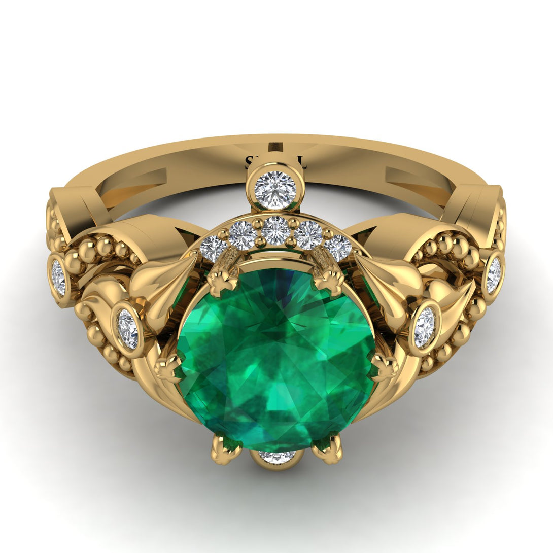 Nature Inspired Emerald Ring - Sandra No. 4