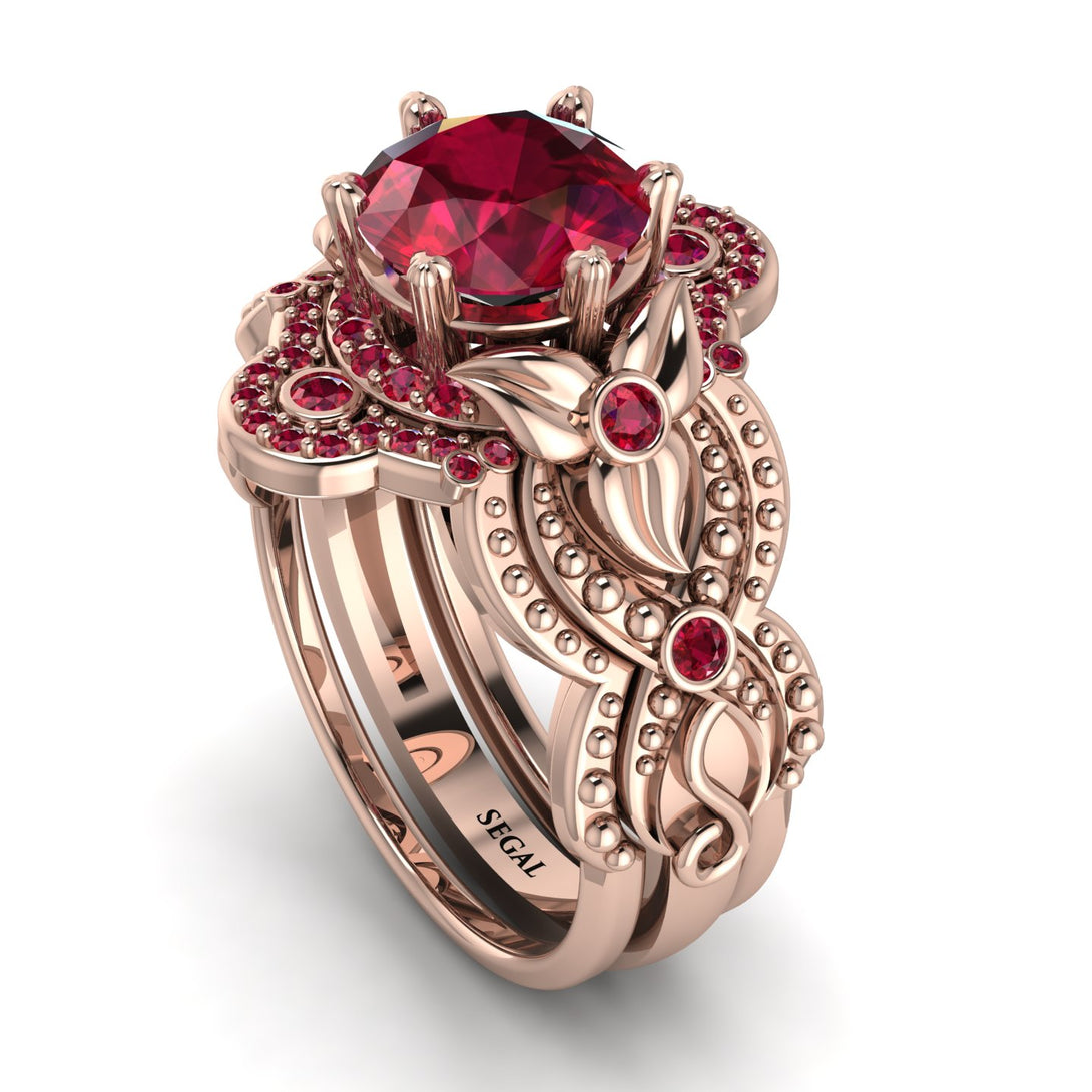 Nature Inspired Ruby Bridal Set - Sandra No. 56