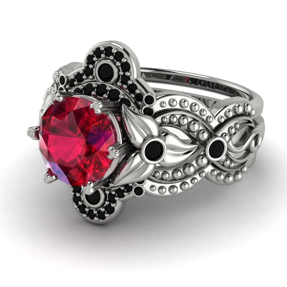 Nature Inspired Ruby Bridal Set - Sandra No. 42