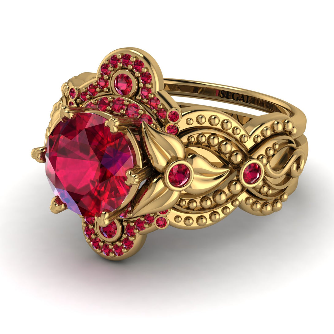 Nature Inspired Ruby Bridal Set - Sandra No. 55