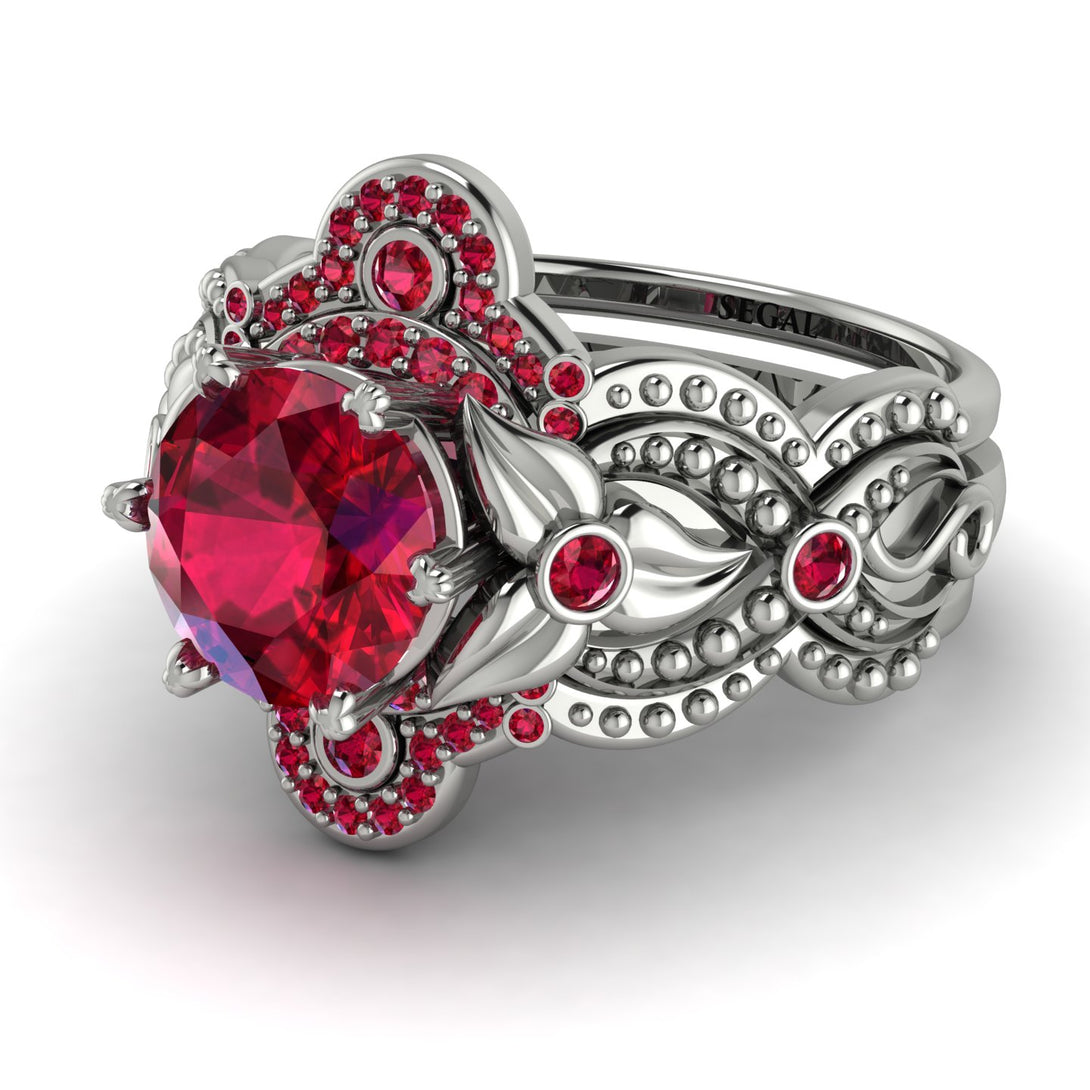 Nature Inspired Ruby Bridal Set - Sandra No. 57