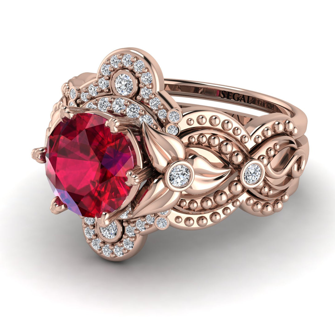 Nature Inspired Ruby Bridal Set - Sandra No. 11
