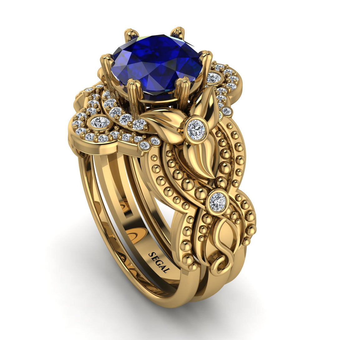 Nature Inspired Sapphire Bridal Set - Sandra No. 13