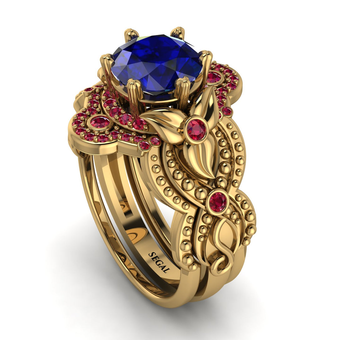 Nature Inspired Sapphire Bridal Set - Sandra No. 58