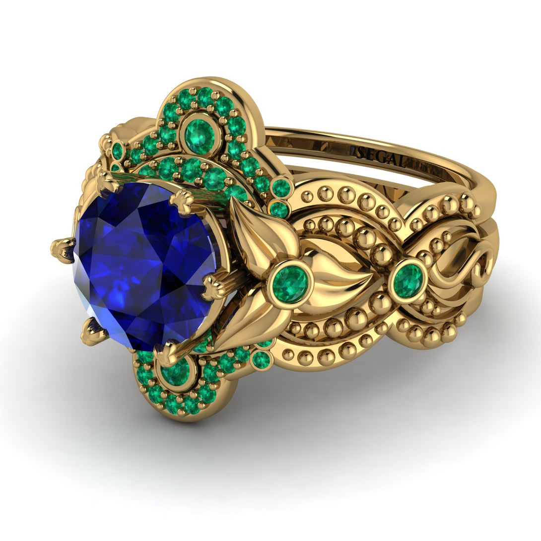 Nature Inspired Sapphire Bridal Set - Sandra No. 28