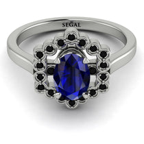 Honeycomb Halo Oval Sapphire Ring - Laura No. 45 image 1