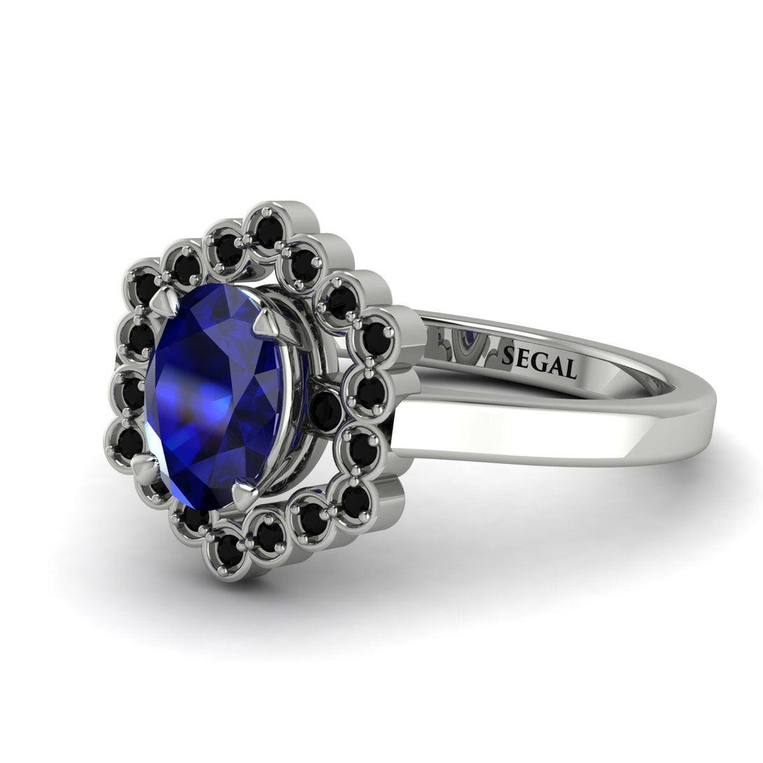 Honeycomb Halo Oval Sapphire Ring - Laura No. 45