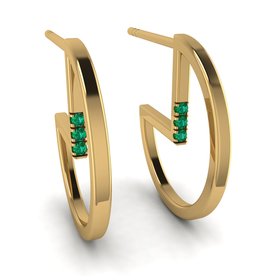 Circle Stud Earring With Hidden Emerald - Karter No. 4