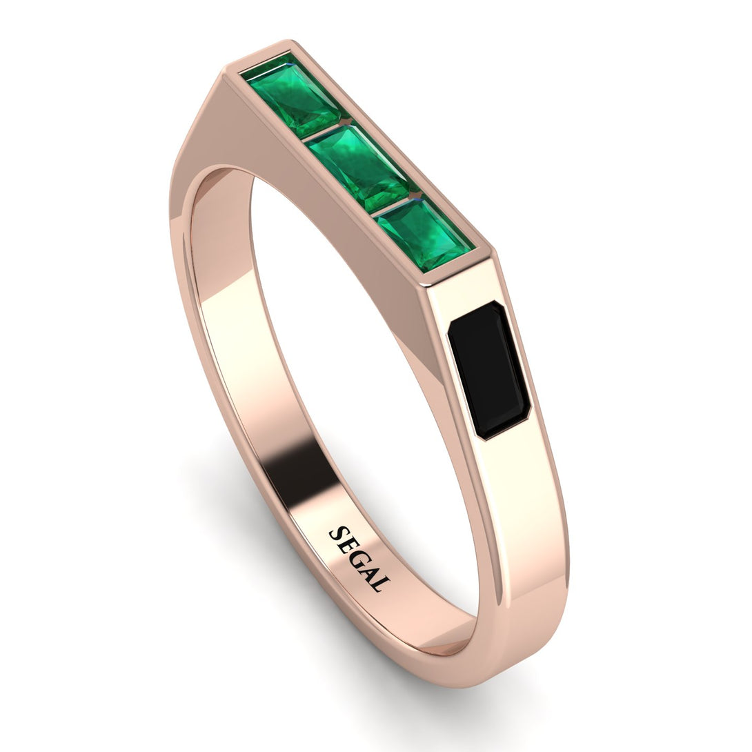 Emerald Cut Thin Emerald Signature Ring - Sara No. 35