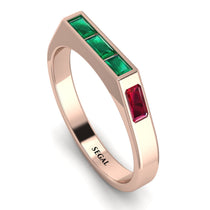 Emerald Cut Thin Emerald Signature Ring - Sara No. 50 image 1