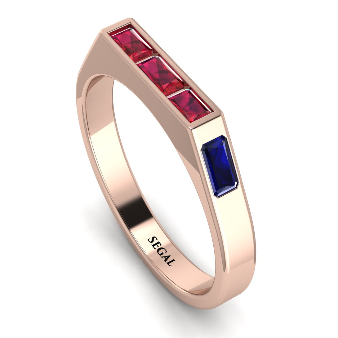 Emerald Cut Thin Ruby Signature Ring - Sara No. 71